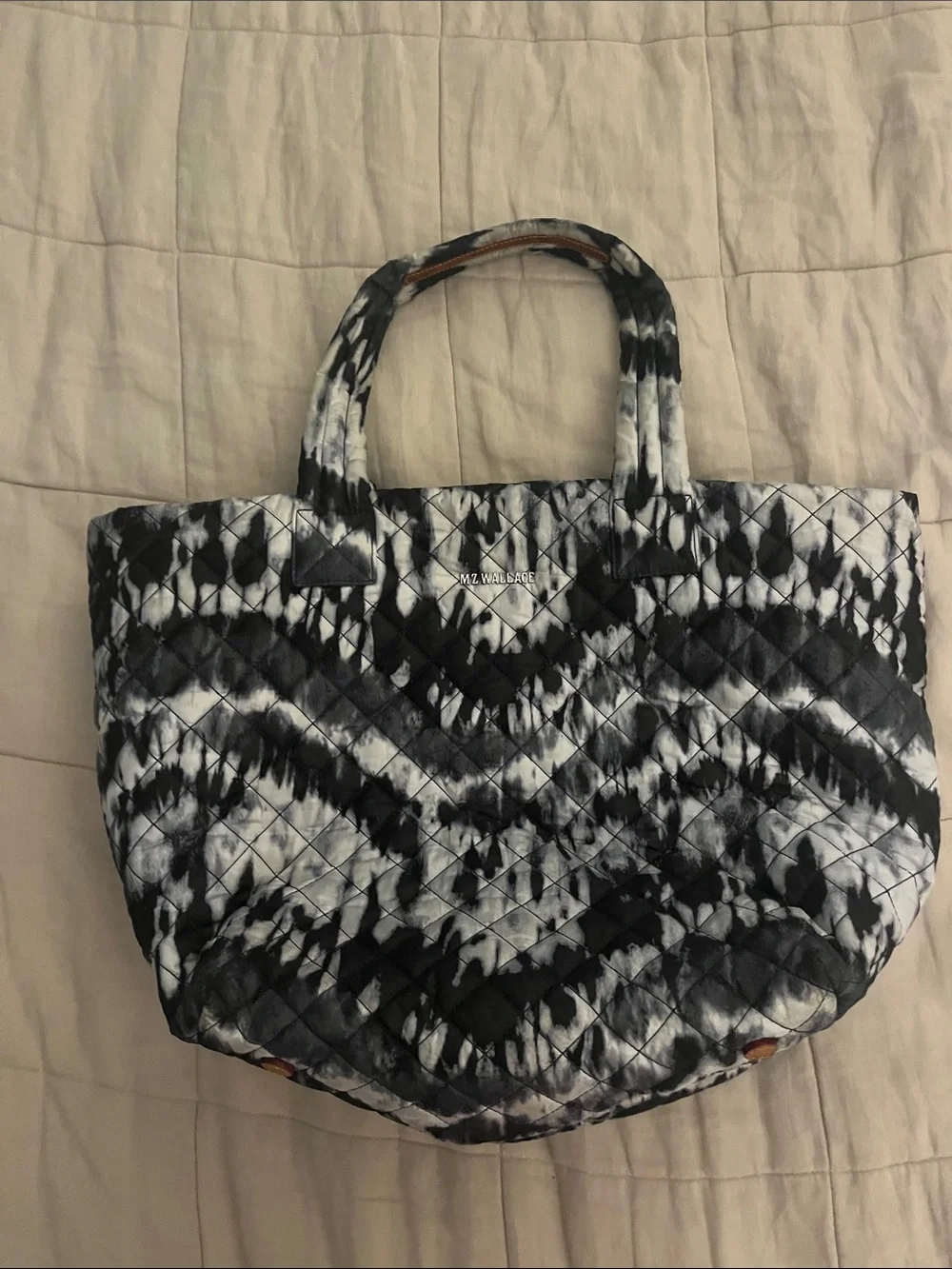 MZ Wallace Black & White Quilted Tie-Dye Tote